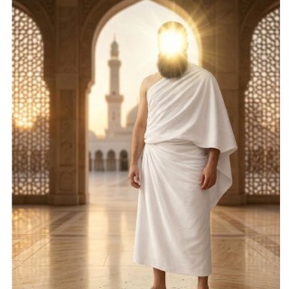 Homme en Ihram sous les arches